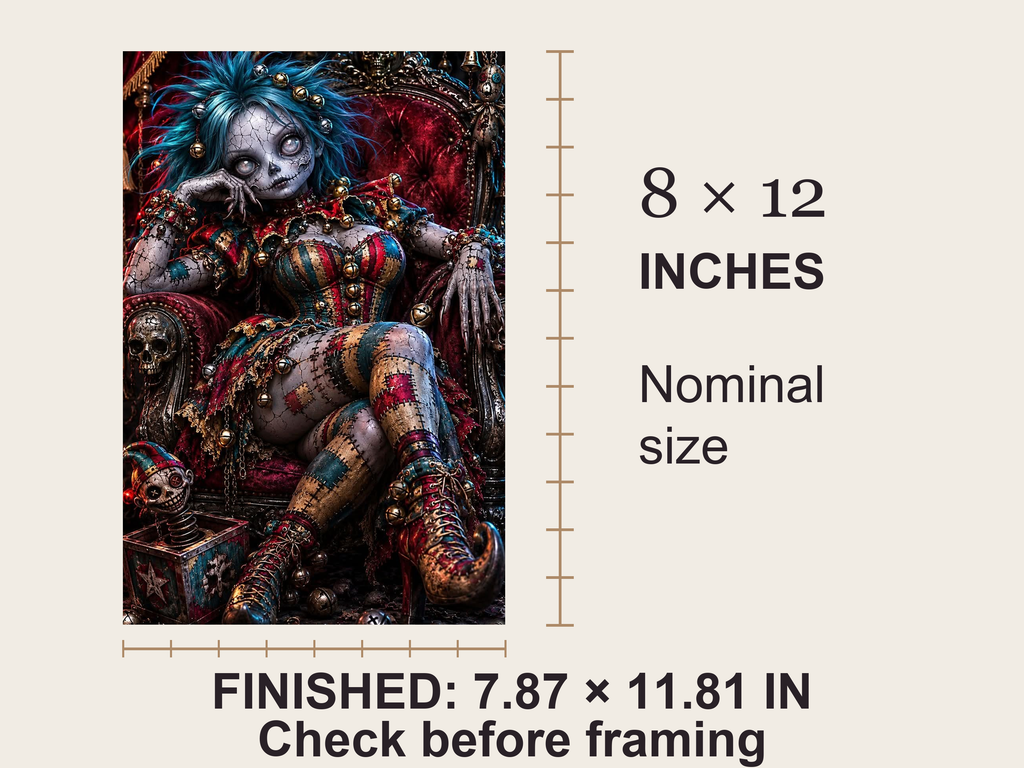 Diagram of an 8 by 12 inch portrait print with proportionally spaced dimension ticks.