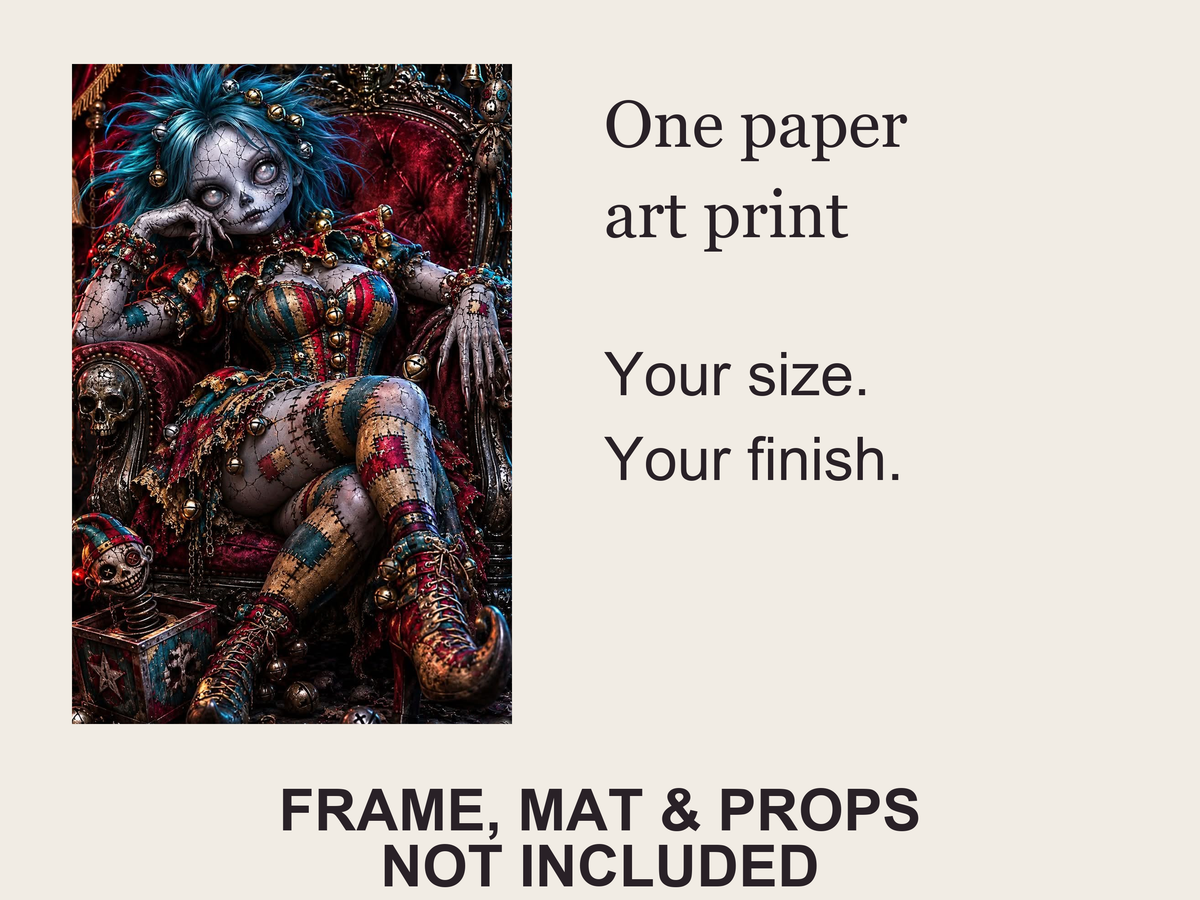One paper art print in the selected size and finish; frame, mat and props are not included.